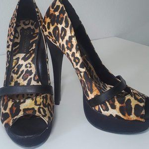 Peep Toe Platform Leopard Heels